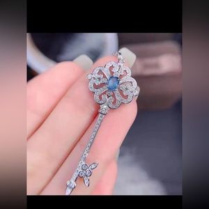 Gorgeous diamond finish key pendant necklace with swarovski elements